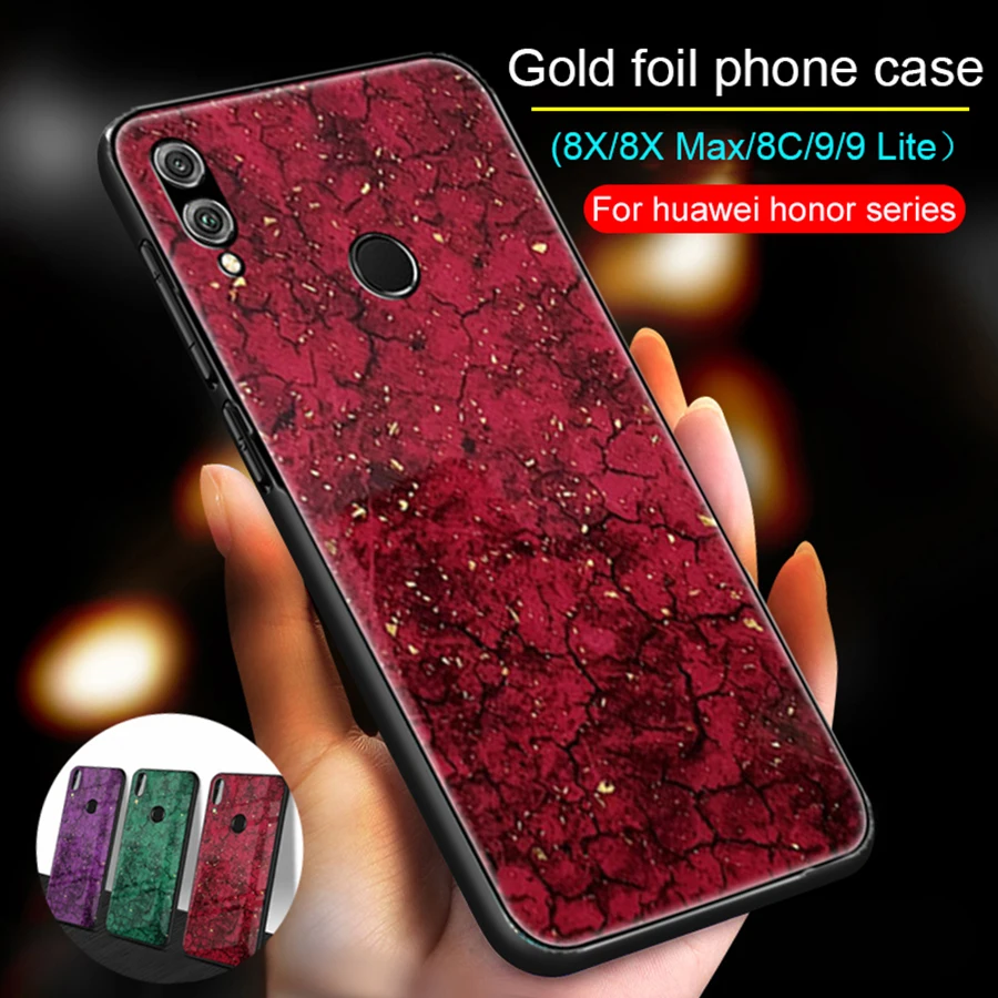 

Case Cover for Huawei honor 8x 8c Marble Gold Foil Glitter honer honnor 9 lite max cases Back Soft Silicone coque 8 x c 9lite x8