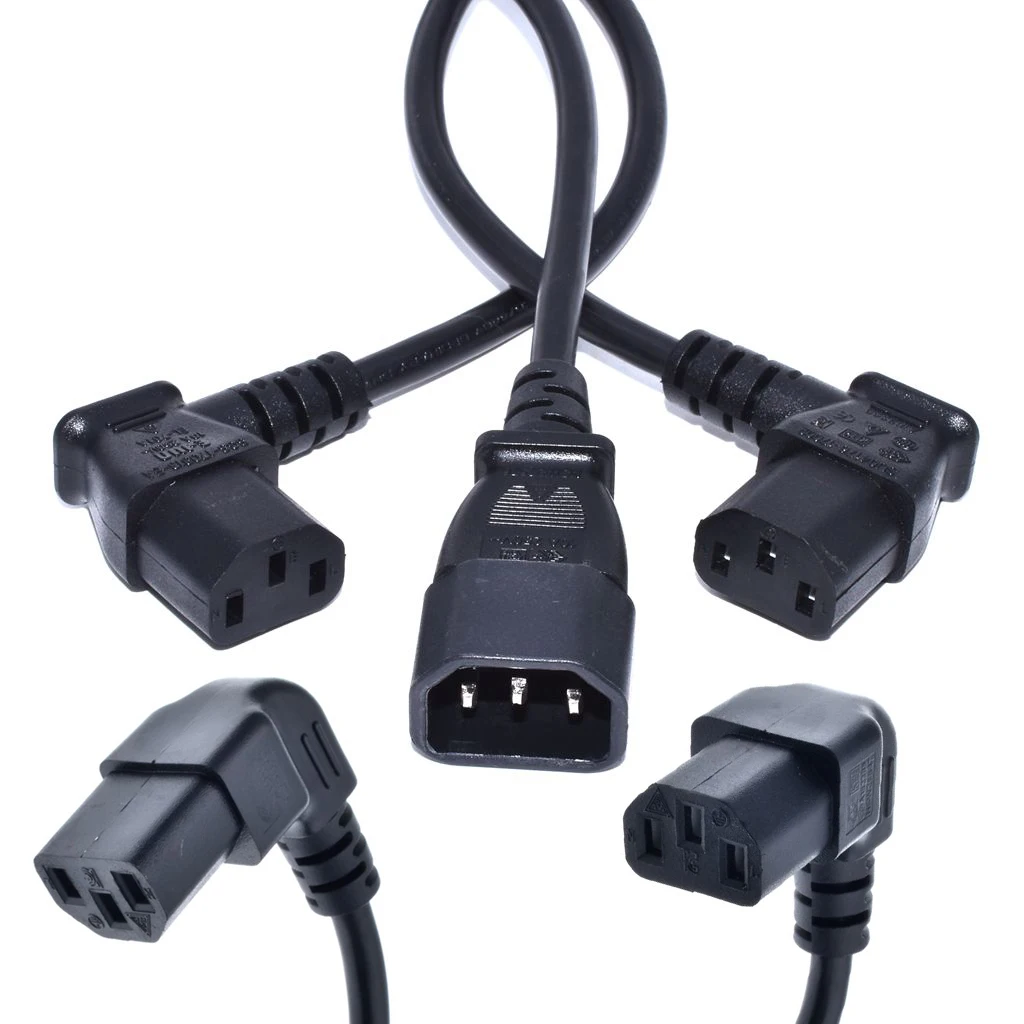 Силовые кабели IEC 320 C13 мама к C14 папа PDU угловой адаптер шнура питания|Сетевые