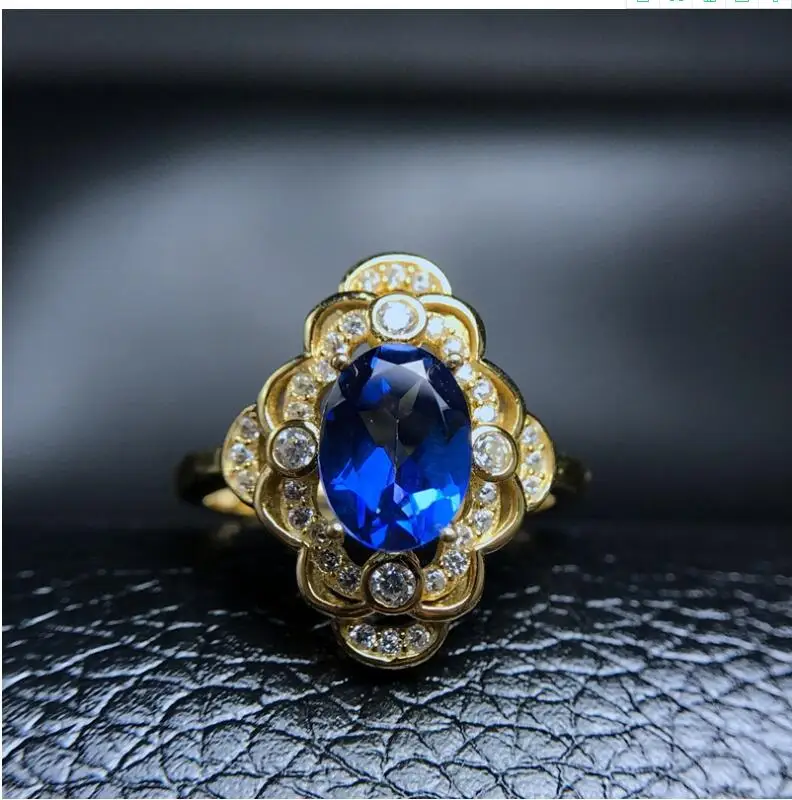 Topaz Ring gem Finger ring Natural real blue topaz 925 sterling silver Wholesales For men or women | Украшения и аксессуары