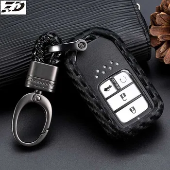 

Carbon Fiber Silicone Car Key Case Cover Keychain For HONDA civic 2017 Accord Civic CRV Pilot Fit 2007 2008 2009 2010 2011 2012