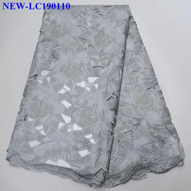 Luxury Stones White African Lace Fabric High Quality Swiss cotton african Swiss Voile Lace Fabric in Switzerland NJS04 - Цвет: As picture