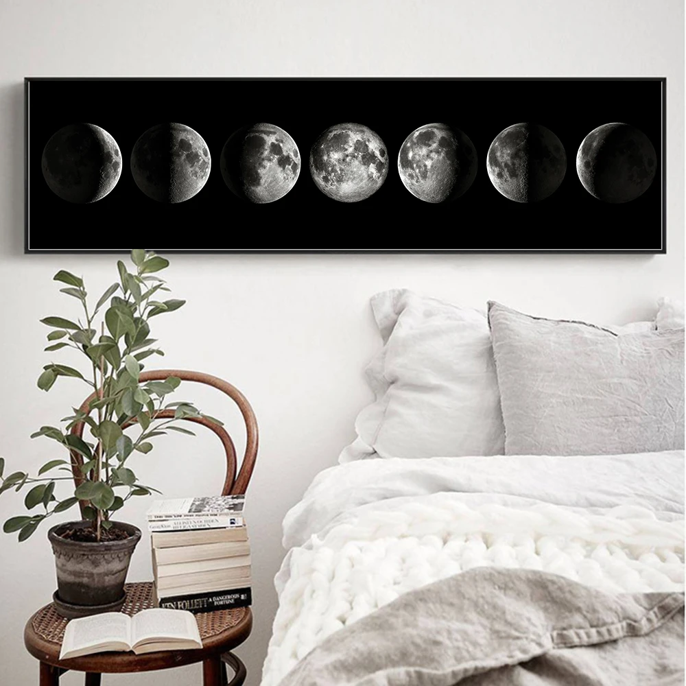 

The Moon Phase Black White Posters Canvas Art Prints Nordic Wall Art Abstract Painting Wall Picture for Living Room Home Decor