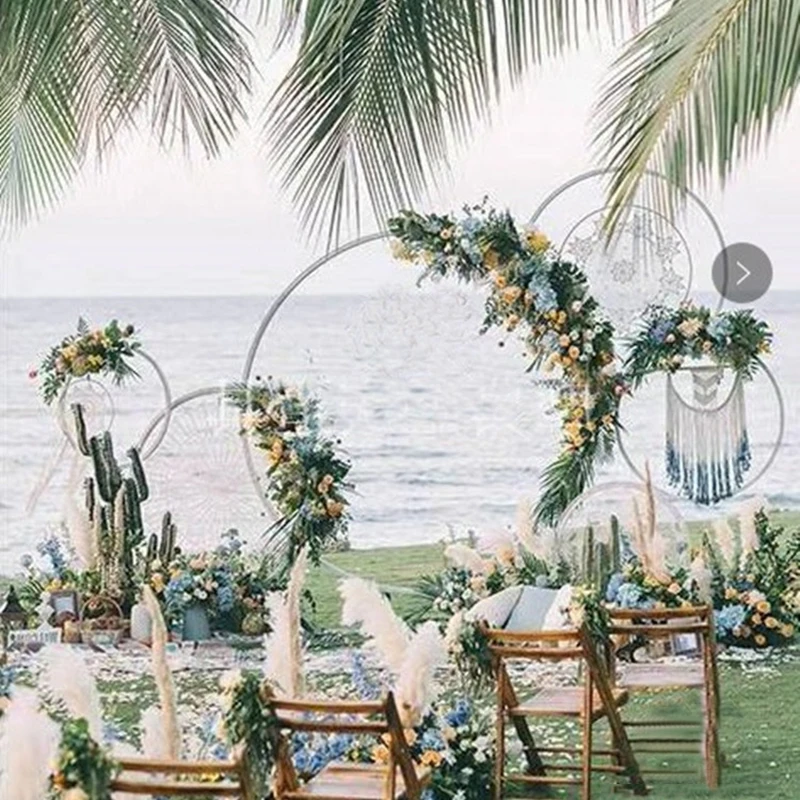 

Wedding Background Arch Wrought Iron Shelf Decorative Props DIY Round Party Background Shelf Flower with Frame