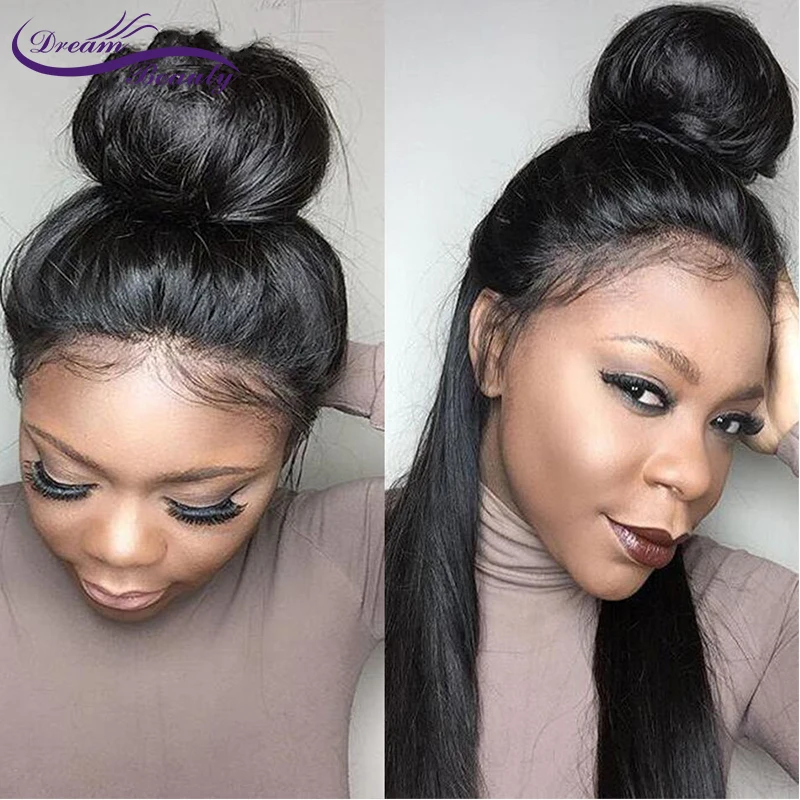 

Dream Beauty 150 Density remy Brazilian silky Straight Pre Plucked 360 Lace Frontal Wig With Baby Hair Bleached Knots