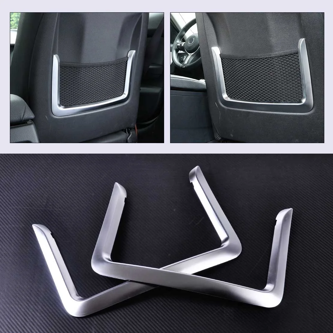 

CITALL 2PCS ABS Chrome Rear Net Seat Back Cover Trim for BMW 3 Series F30 F31 4 Series F32 F33 2013 2014 2015 2016