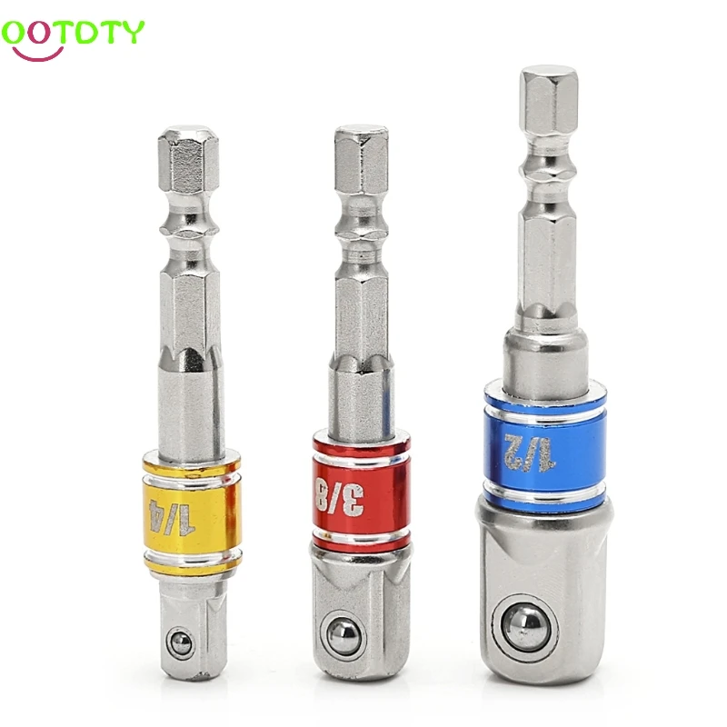 

3 Pcs Power Screwdriver Driver Socket Bit Adapter Drill 1/4" 3/8" 1/2" Hex Shank 828 Promotion