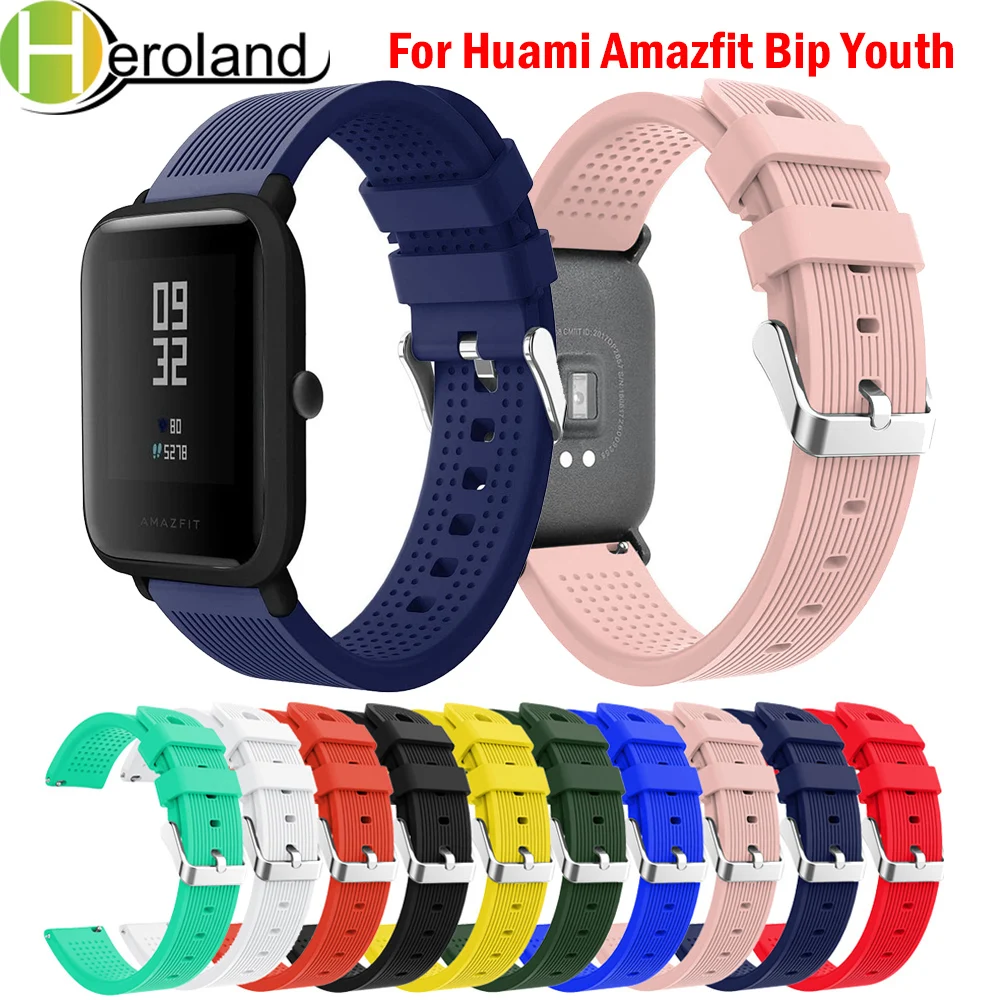 20 мм ремешок для часов Huami Amazfit Bip Youth Замена BIT Lite наручный браслет Мягкий силикон |