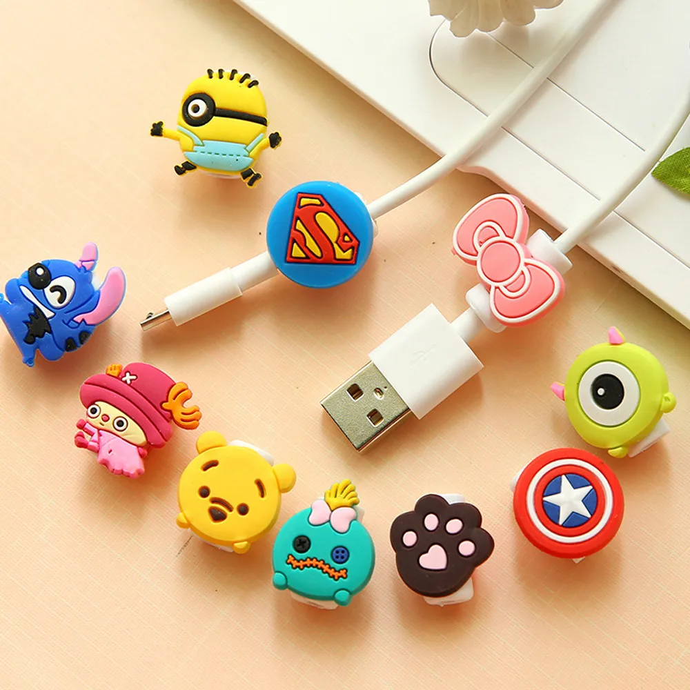 

1 pcs Cable Bite Protector for Iphone cable Winder Phone holder Accessory chompers rabbit dog cat Animal doll model funny