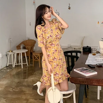 

Fashion women comfortable elegant cute beach sun dress new arrival temperament party sexy v-neck print beautiful pencil dress