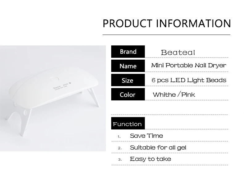 Новинка 5 Вт УФ светодиодная лампа для сушки ногтей для всех типов геля 6 шт. УФ/светодиодная бусина УФ лампа для маникюрной машины отверждения 45 s/60 s таймер USB разъем
