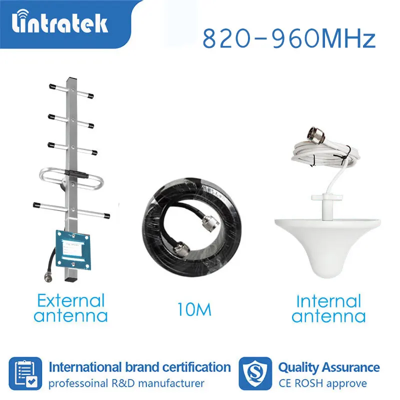 

Lintratek GSM 850 900mhz CDMA full set booster accessories antenna for signal booster amplifier 900 2G 3G 4G 10meter cable s4