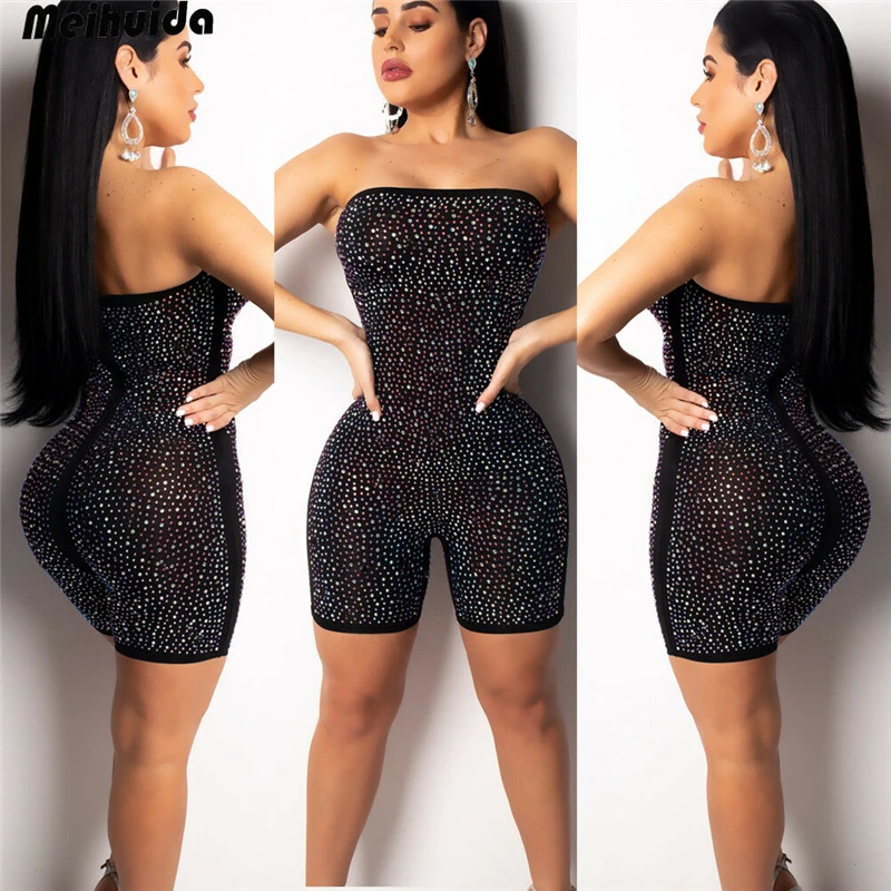 Черный Новые модные женские туфли женские пикантные спортивный костюм Bodycon Вечерние комбинезон короткие брюки - Цвет: Черный