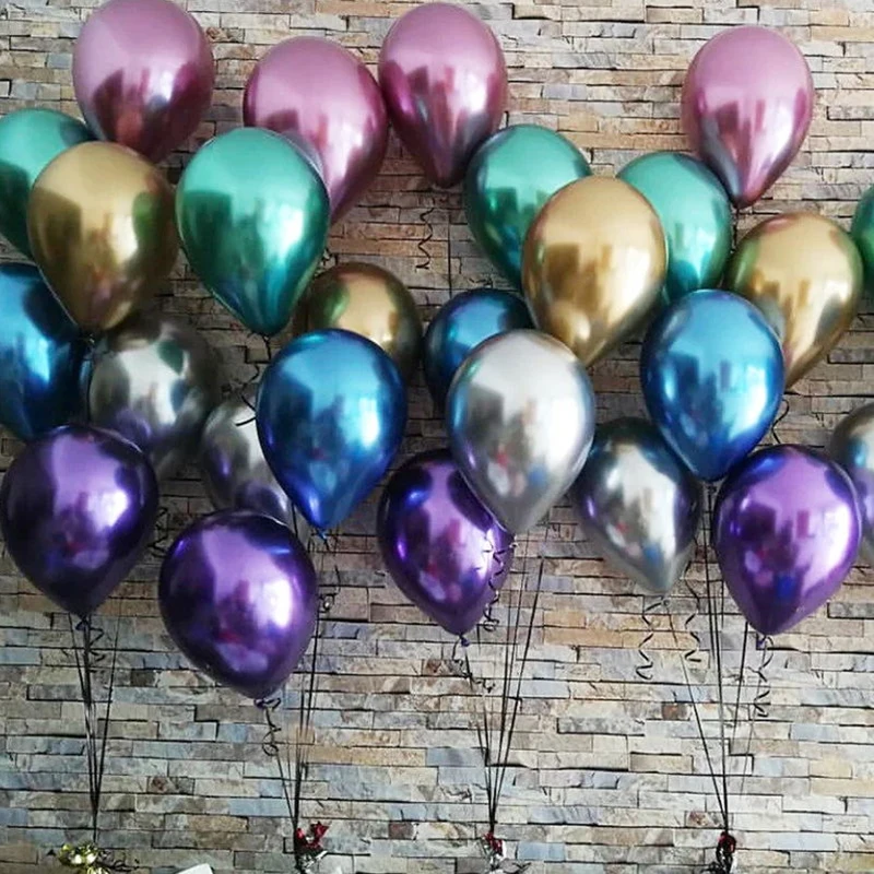 10 шт. металлические шары с блеском золотые, серебряные латексные шары счастливые декорации дня рождения Дети Взрослые гелиевые материалы для вечеринок с шарами