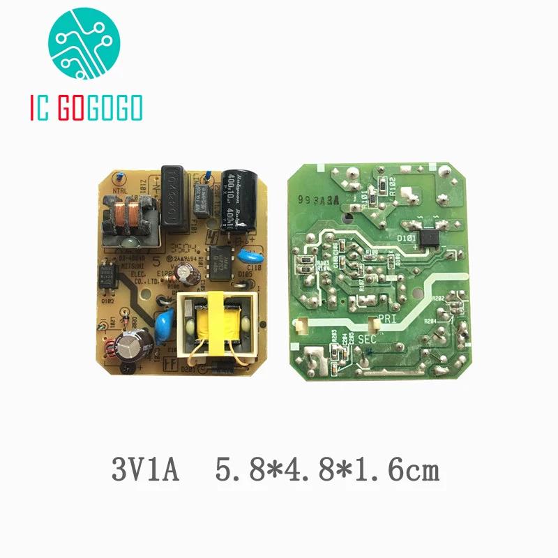 AC-DC 3V 1A переключение Мощность несмонтированная плата зарядного устройства с 5,8*4,8*1,6 см Питание модуль 1000MA 100-240V 50/60HZ импульсивный источник питания