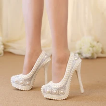 white/ivory crystal wedding shoes platform shoes NEW arrival up high-heeled shoes rhinestone round toe bridal shoes