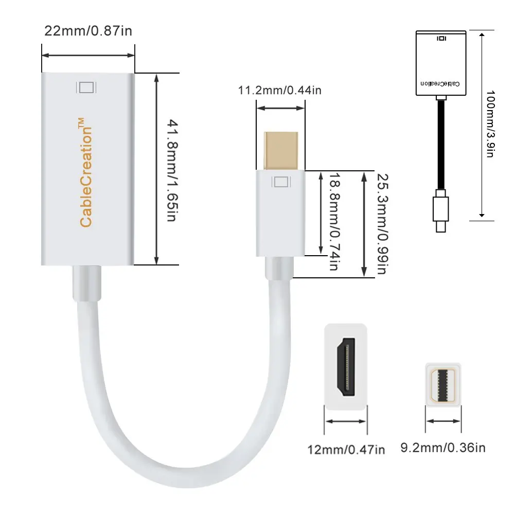 4K мини адаптер дисплея к HDMI jorinдо Mini DP (совместим с портом Thunderbolt) AV HDTV штекер