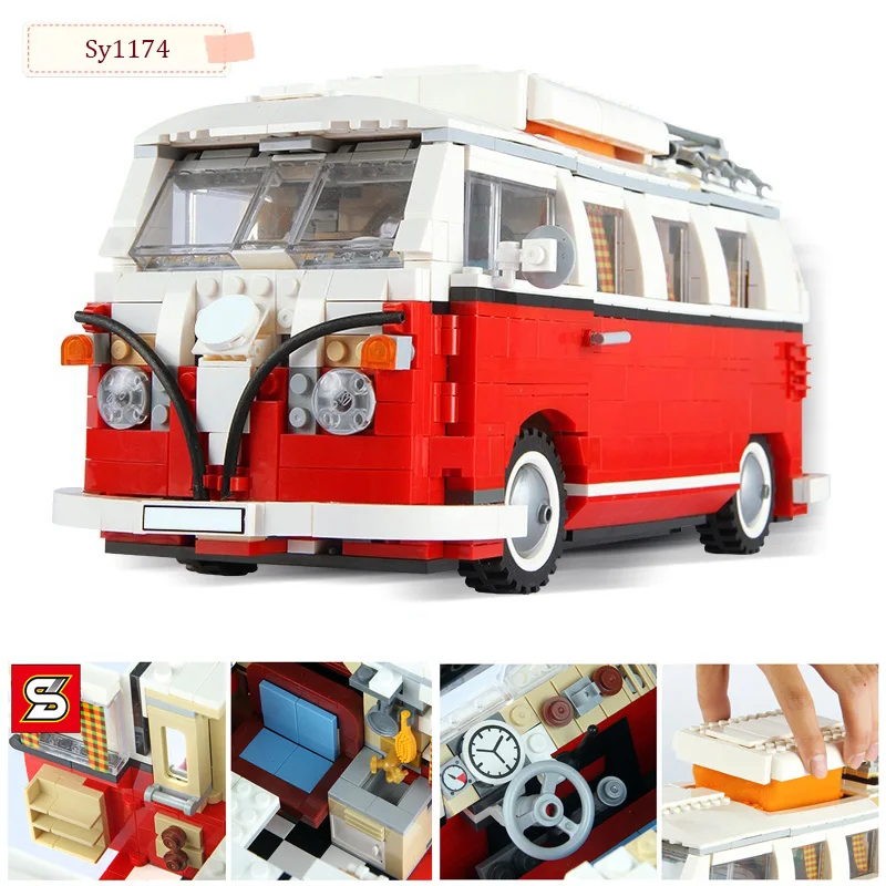 

Volkswagen T1 Camper Building Block Sy1174 Compatible Legoed Technology 21001 Bela 10569 Toy for Children