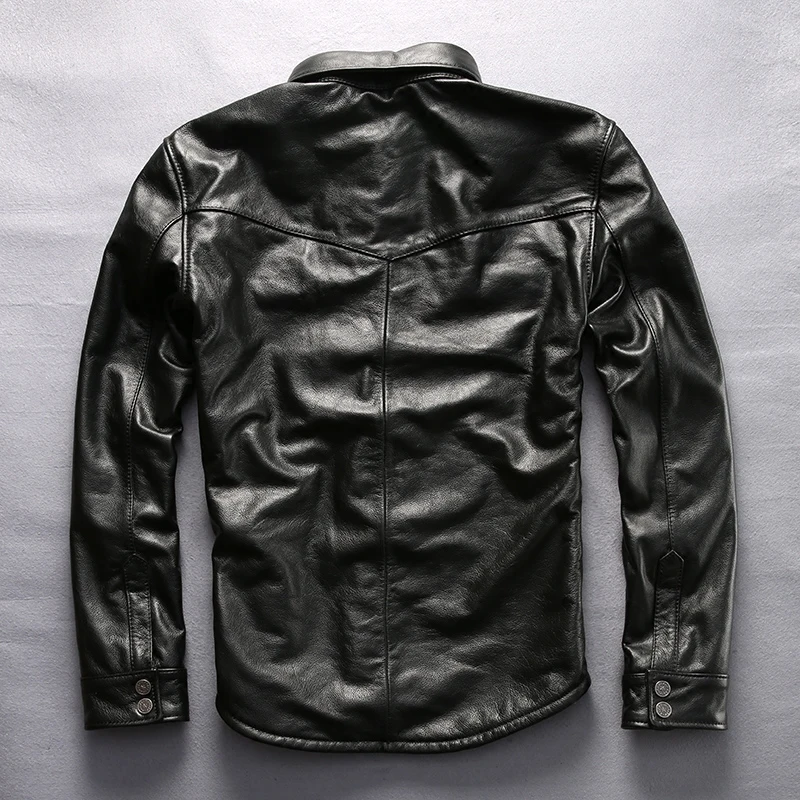60% OFF new style men's cow leather mens logo coat cowhide genuine leather vintage rider jacket