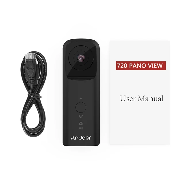 Andoer A360II Handheld 360 degree VR Video Camera Support WiFi Dual 210 degree HD Wide Angle FishEye Lens Panoramic Cam