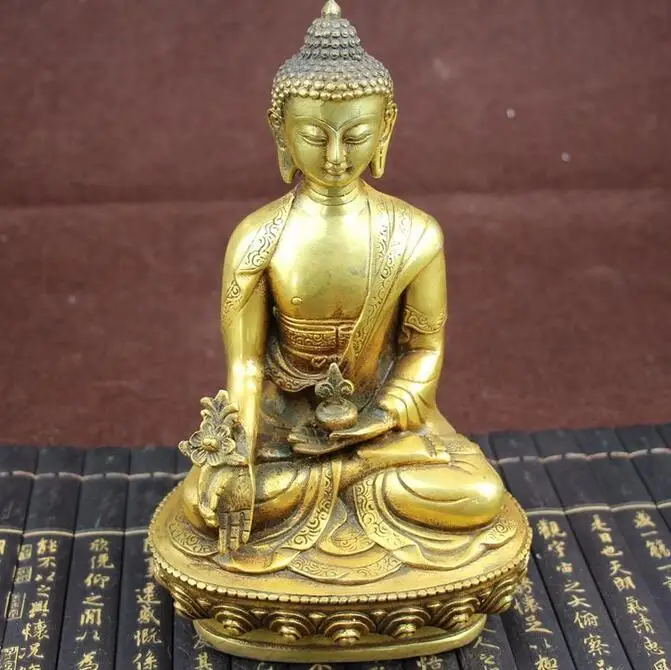 Copper Statue Large Tibet Tibetan brass Medicine Buddha Decoration Crafts | Дом и сад