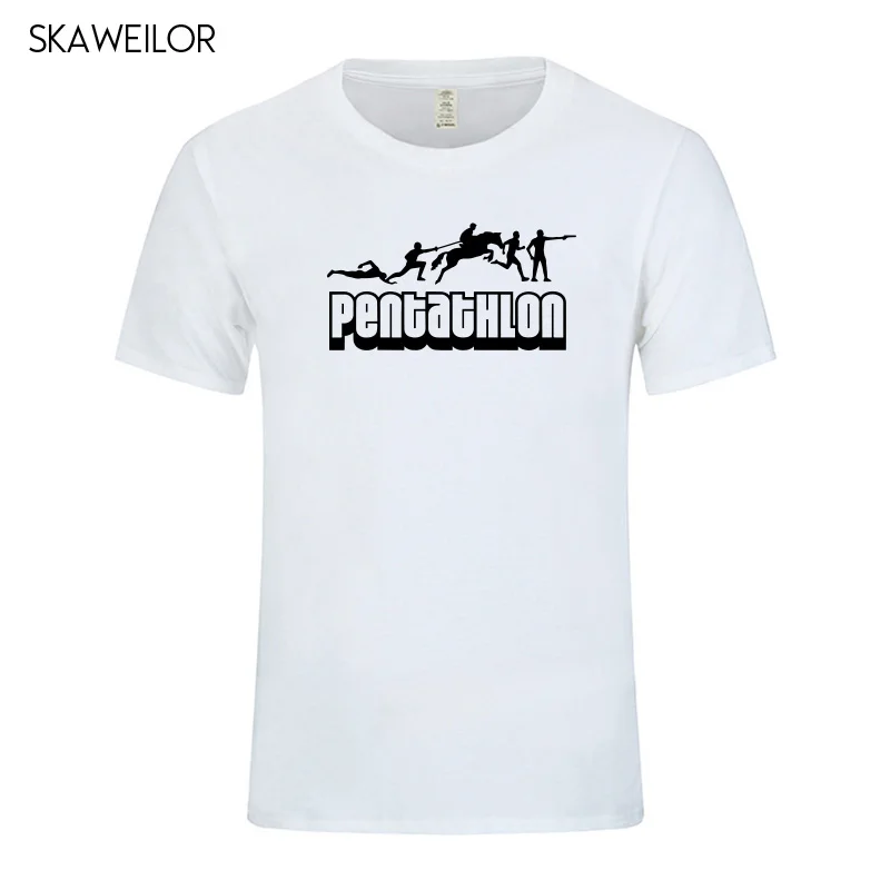 New Men Modern Pentathlon T Shirts Cool Printed Short Sleeve O Neck Funny T-shirt Cotton Men Clothing Tops Tee Camisetas