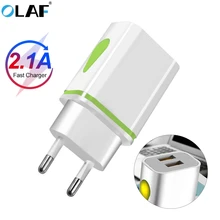 OLAF Dual USB зарядное устройство для iphone Xs X 7 8 Plus, светодиодный адаптер с европейской вилкой, зарядное устройство с 2 портами, зарядное устройство для телефона Xiaomi Redmi Note 7
