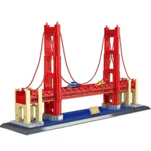 Масштабный мир ориентир Золотые ворота мост Модель Строительные блоки Развивающие игрушки подарки для Детские кирпичи