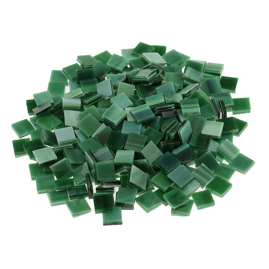 500 Piece Square Glass Mosaic Tiles Vitreous for Mosaic Making Art Craft 10x10mm Green Red Yellow