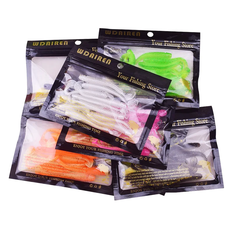 10pcs/Lot Jig Wobblers Lures Silicone Worm Soft Bait 5cm 7cm Isca  Artificial Rubber Baits Pesca Bass Pike Fishing Tackle