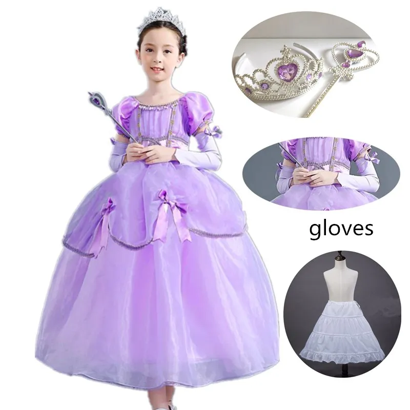 Летние платья принцессы; карнавальный костюм Софии для девочек; Детская Хеллоуин вечеринка в честь Дня рождения; платья-пачки; Рождественский подарок для детей