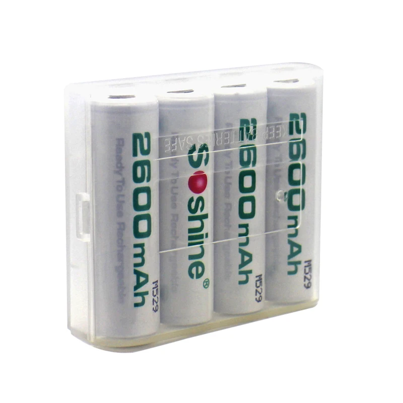  Wholesale Discount Rechargeable Soshine 2600mAh Battery 1.2V NI-MH AA Battery Batteries 4pcs=1pack