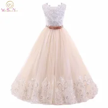 Abito Comunione/белые платья с цветочным узором для девочек; бальное платье без рукавов; детское вечернее платье; vestido comunion; платья для выпускного вечера для девочек