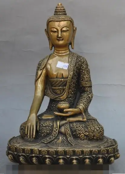 

S06078 tibet buddhis bronze dragon phoenix sakyamuni Shakyamuni buddha hold bowl statue