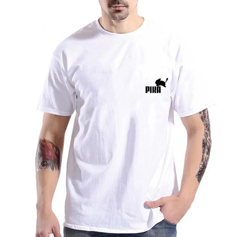 

2018 New Summer Anime Pika Men T Shirt Pokemon Men T-Shirts Pikachu Printed T Shirt Casual Cotton Short Sleeve Male Tees Tops