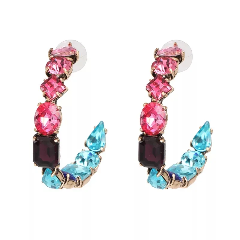 Высокое качество 4 цвета кристалл C-style серьги-гвоздики женские модные ювелирные изделия богемная коллекция Серьги Горячая