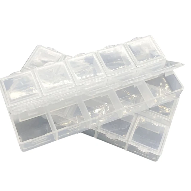 Storage Box 10 Slots Compartment Double Sides Plastic Jewelry Storage Box  Clear Tool Case Plastic Box Pills Drugs Container - AliExpress