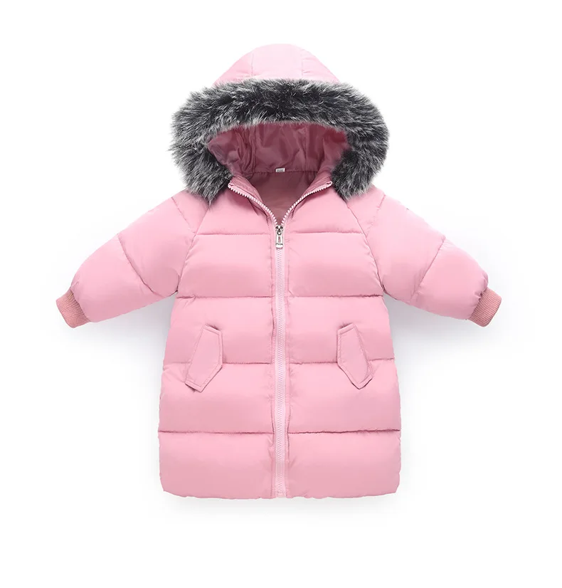Pink Scsech/белые пуховые пальто на утином пуху для девочек Новая детская хлопковая стеганая куртка с капюшоном, Детская парка, верхняя одежда зимняя одежда для мальчиков и девочек - Цвет: Pink