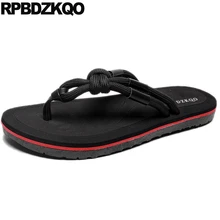 Черные мужские сандалии с ремешками на плоской подошве; коллекция года; сезон лето; обувь без задника; повседневные шлепанцы; модные шлепанцы; большие размеры 46