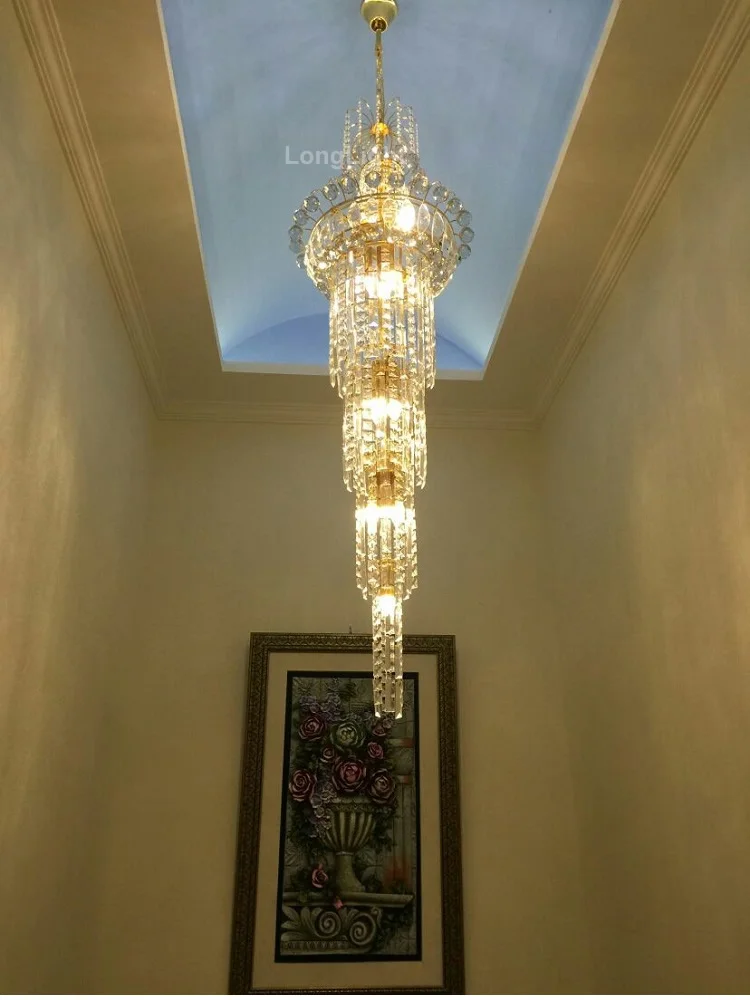 Cristal Upscale K9 Crystal Chandelier Stairs Large Led Modern Cristal Upscale K9 Crystal Chandelier Stairs Large Led Modern Chandeliers Lighting Luxury Res Dining Room Living Lobby In From Lights