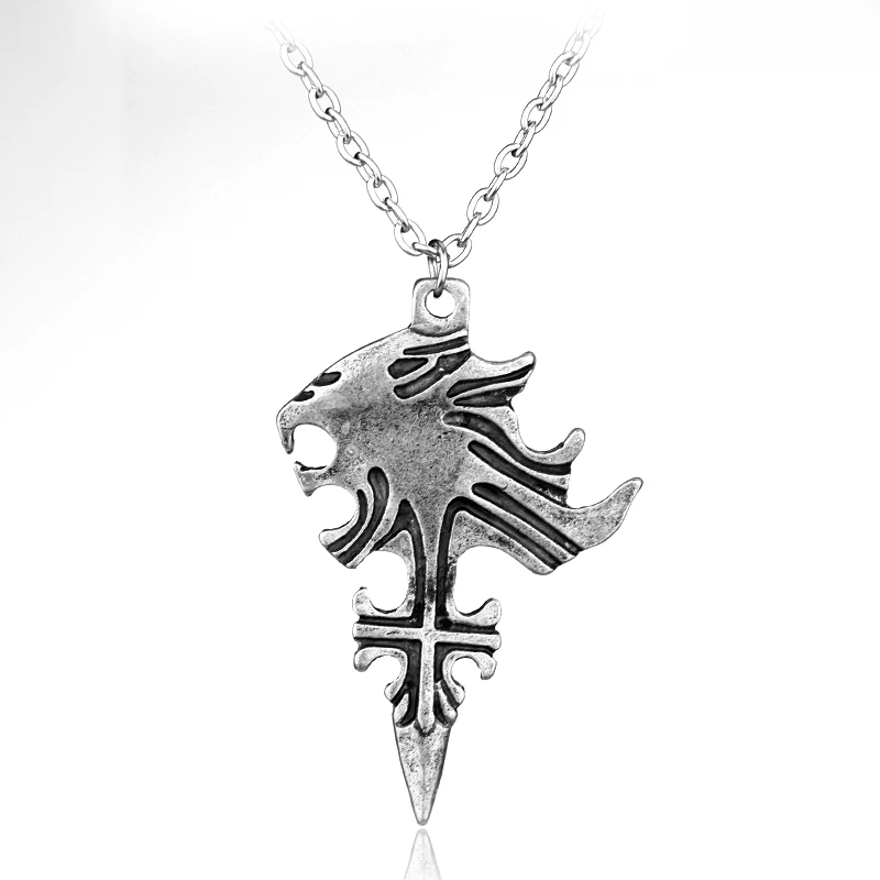 

MOCHUN Fashion Final Fantasy Sleep Lion Heart Squall Griever Logo Pendants Statement Necklace For Men and Women Gift -30