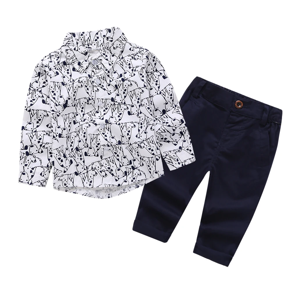 

2019 autumn new style baby boy clothes set Long sleeve shirt +pants 2pcs gentleman baby clothing set newborn infant canonicals