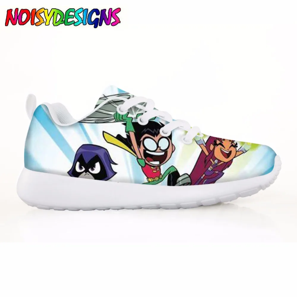 Teen Titans Go Pattern Flats Shoes Kids Casual Comfortable Mesh Shoes for Children Girls Boys Titans Go Sneakers Light Weight