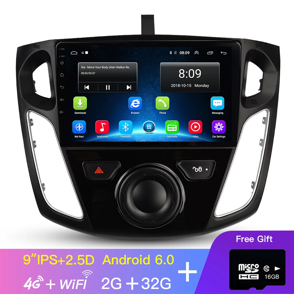 EKIY " ips Автомобильный мультимедийный видеоплеер gps навигация Android Автомагнитола для Focus 3 2012- головное устройство с 4G модемом - Цвет: C9-FOCUS3-2-32-4G