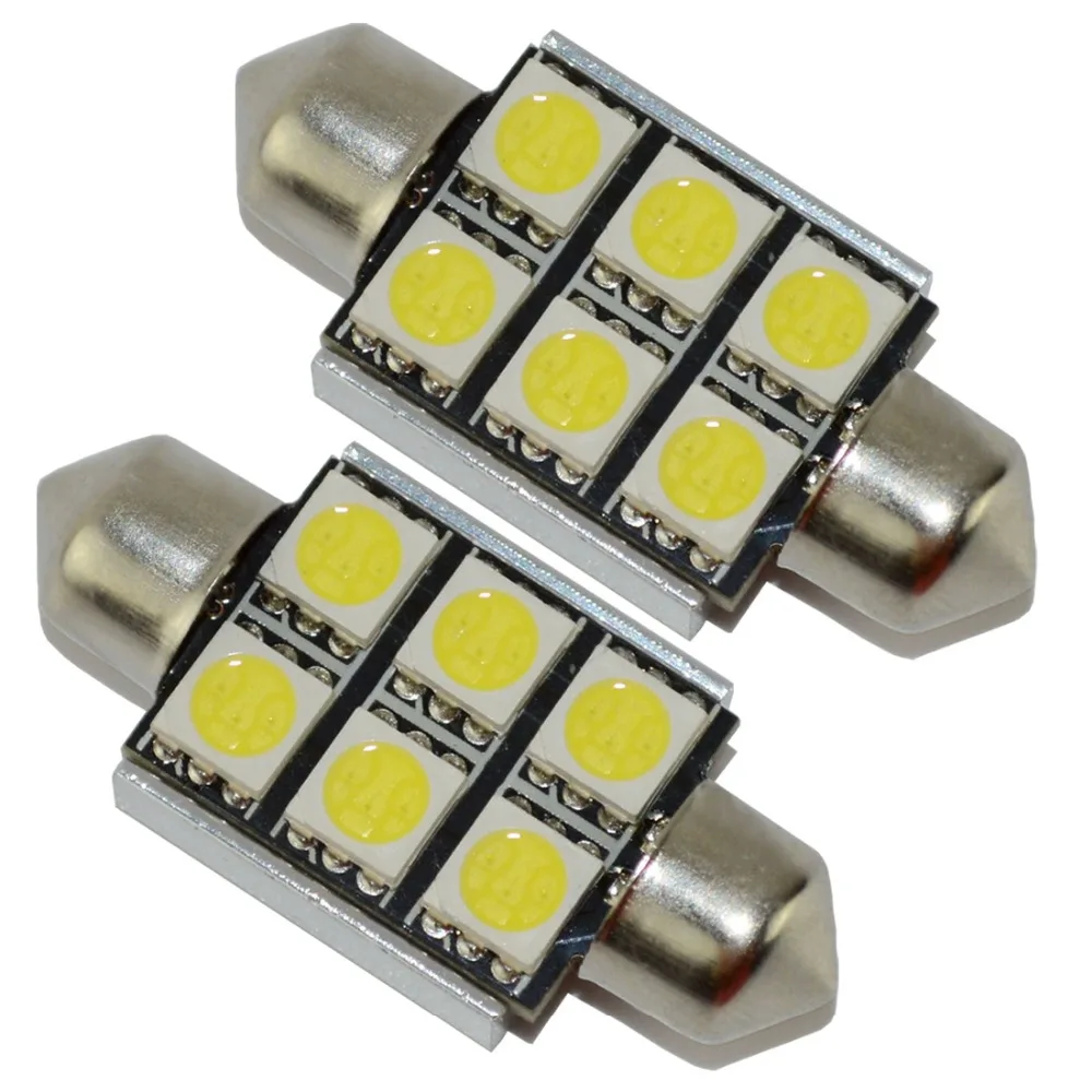 10 шт./лот белый гирлянда Canbus 12 В 36 мм/39 мм/42 мм 6SMD 5050 светодио дный авто свет лампы