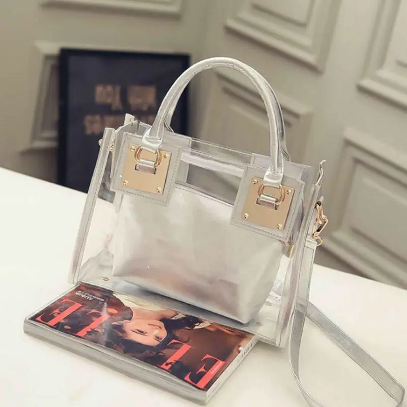 

Fashion 2019 Design Women Transparent Clear Small Handbag Messenger Bags PVC Jelly Shoulder Bag Sac A Main Femme