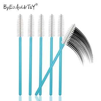 

Makeup Eyelash Brushes Plastic Mascara Applicator Wands Brushes Comb Eyelashes Spoolers White color Blue Handle Makeup Brushes