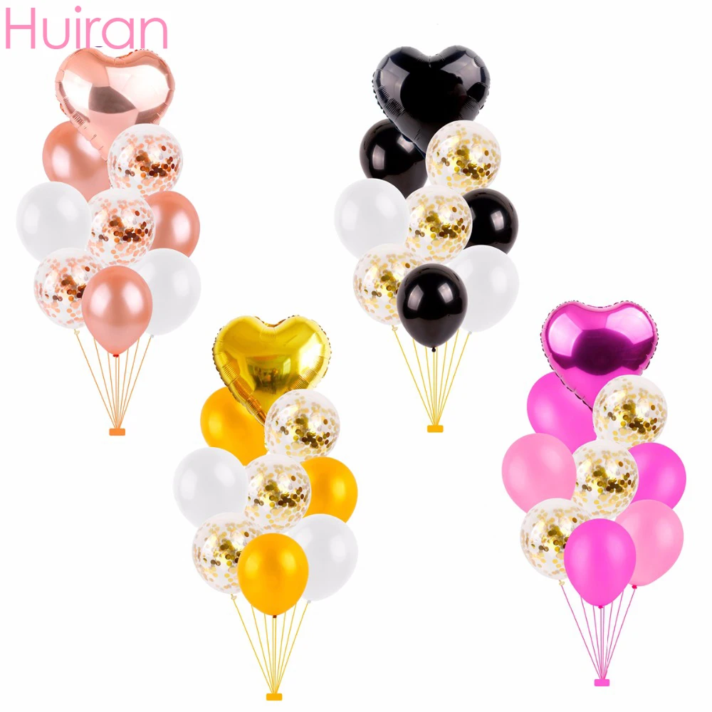 HUIRAN 18 шт./компл. персиковые золотые розовые черные воздушные шары конфетти фольга