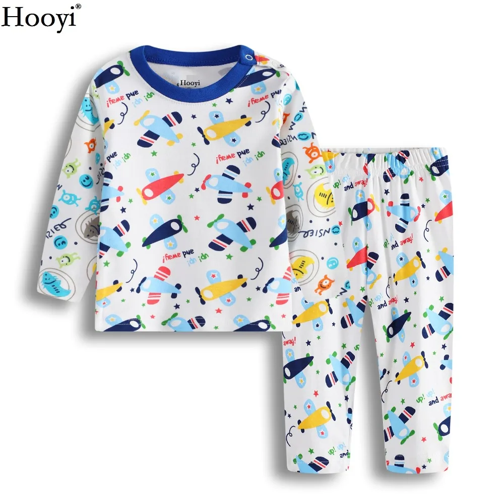 Детский hooyi комплект одежды для мальчиков с длинными рукавами детские пижамы Костюмы комплекты Пижама для младенцев хлопковые комплекты для сна, 3-24Month bebe/одежда