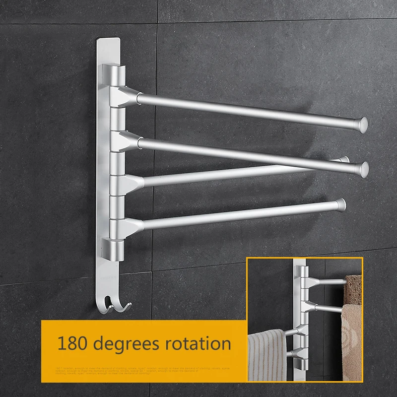 Космический алюминий Полотенца стеллаж для выставки товаров 5/4/3/2 руки Полотенца висит с крючками Ванная комната Полотенца стойки подвижных Полотенца бары