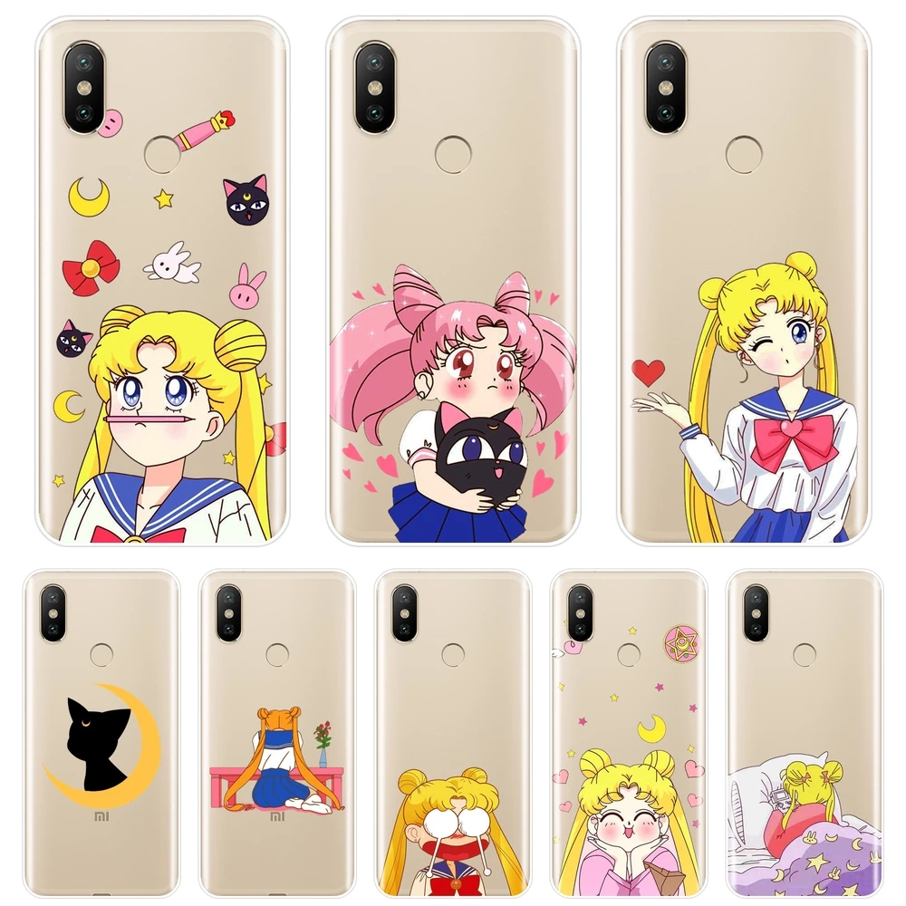 Силиконовый чехол для телефона Sailor Moon Cat Xiaomi Mi 5 5C 5S 5X 6 6X Plus 8 SE мягкая задняя крышка